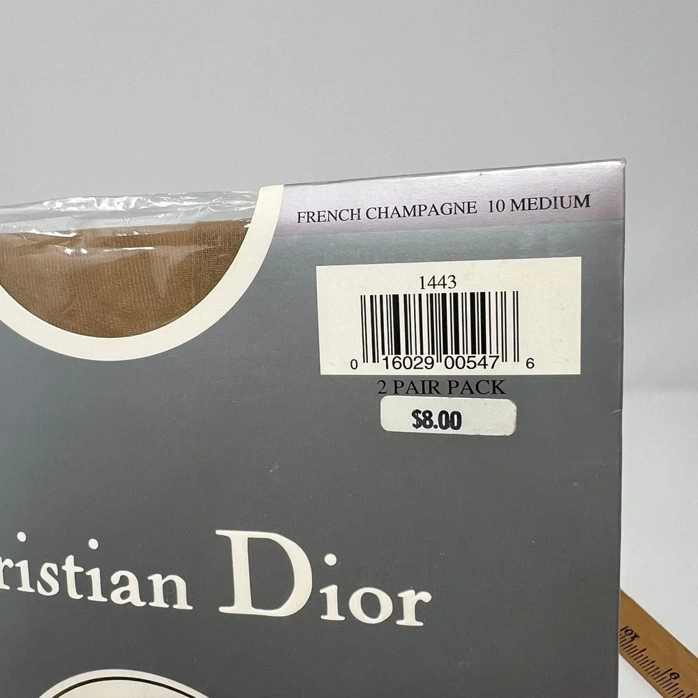 VTG Christian Dior Diorissimo 1443 Ultra Sheer Stockings French Champagne M 10